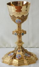 Solid silver gilt antique French Gothic Chalice.